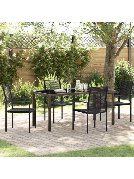 Dārza ēdamgalds 5 pcs melna pvc rattan