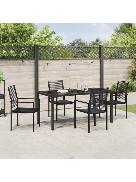 Dārza ēdamgalds 5 pcs melna pvc rattan