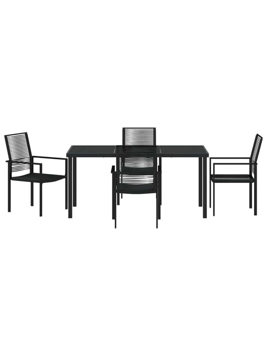 Dārza ēdamgalds 5 pcs melna pvc rattan