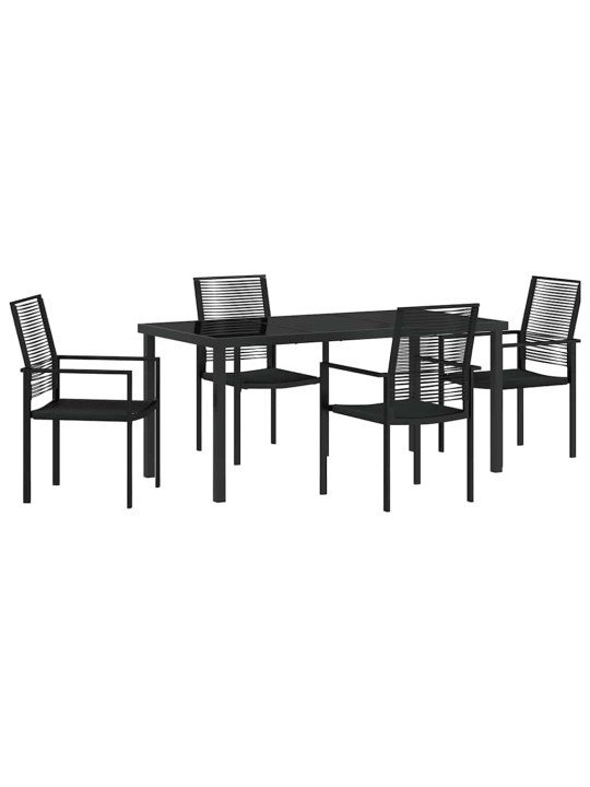 Dārza ēdamgalds 5 pcs melna pvc rattan