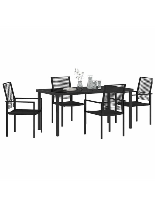 Dārza ēdamgalds 5 pcs melna pvc rattan