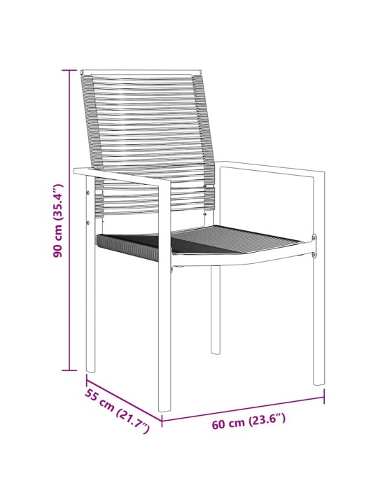 Dārza ēdamgalds 5 pcs melna pvc rattan