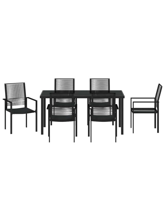 Dārza ēdamgalds 7 pcs melna pvc rattan