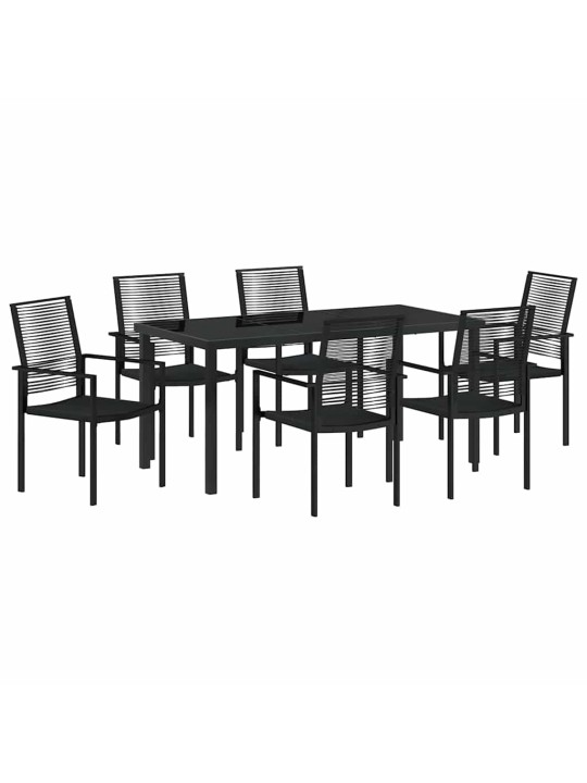 Dārza ēdamgalds 7 pcs melna pvc rattan