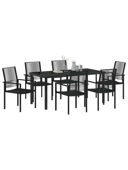 Dārza ēdamgalds 7 pcs melna pvc rattan