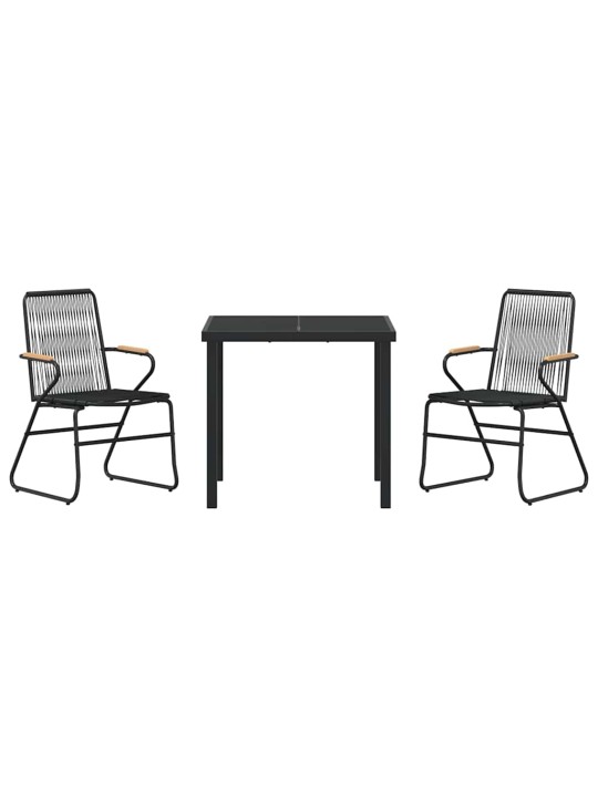 Dārza ēdamgalds 3 pcs melna pvc rattan