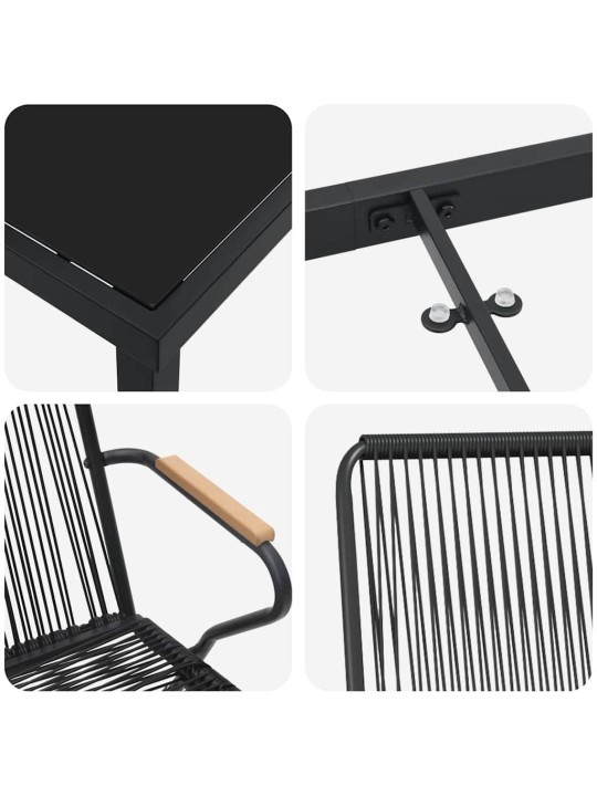 Dārza ēdamgalds 5 pcs melna pvc rattan