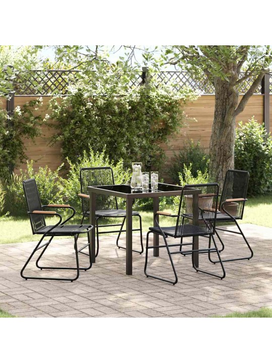 Dārza ēdamgalds 5 pcs melna pvc rattan
