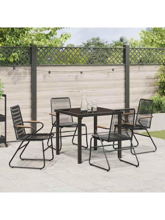 Dārza ēdamgalds 5 pcs melna pvc rattan