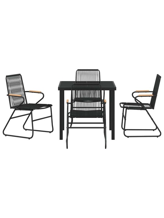 Dārza ēdamgalds 5 pcs melna pvc rattan