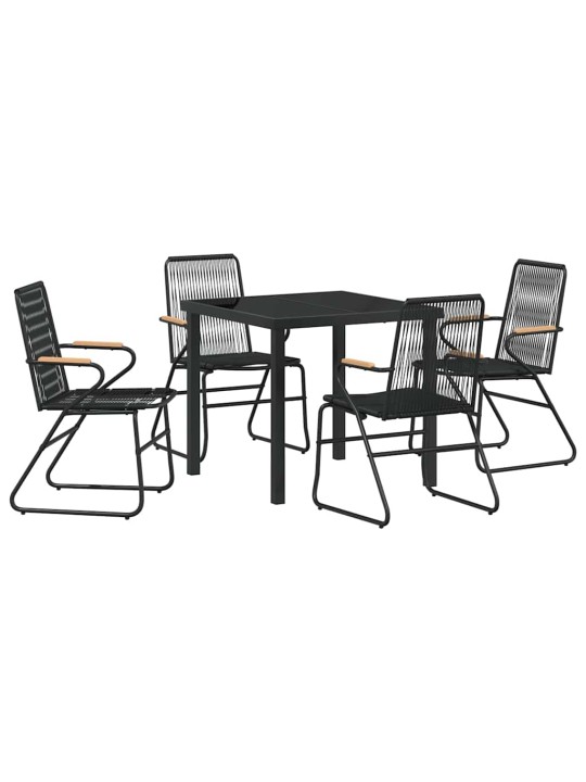 Dārza ēdamgalds 5 pcs melna pvc rattan