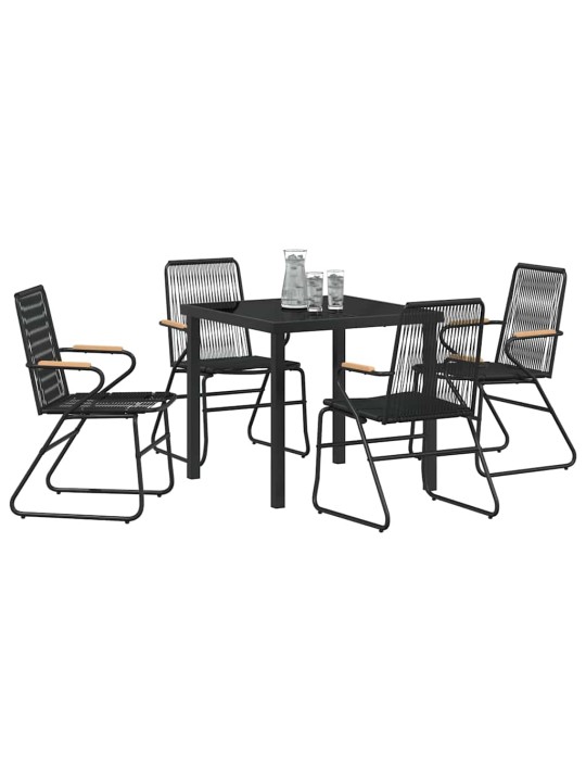 Dārza ēdamgalds 5 pcs melna pvc rattan
