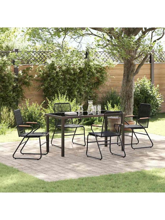 Dārza ēdamgalds 5 pcs melna pvc rattan