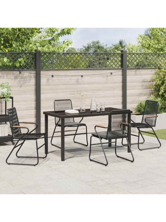 Dārza ēdamgalds 5 pcs melna pvc rattan