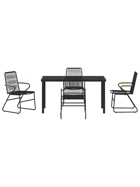 Dārza ēdamgalds 5 pcs melna pvc rattan