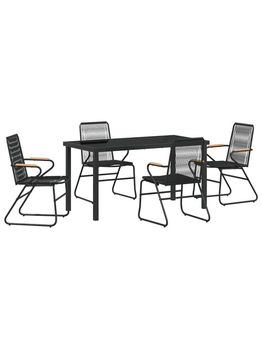 Dārza ēdamgalds 5 pcs melna pvc rattan