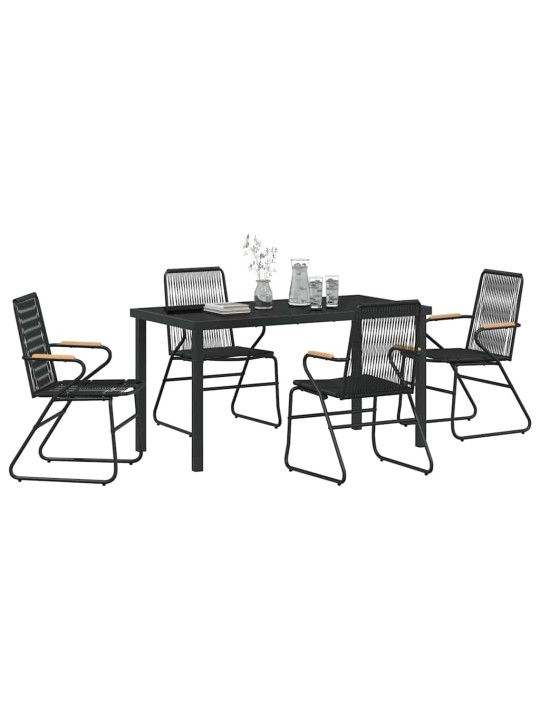 Dārza ēdamgalds 5 pcs melna pvc rattan