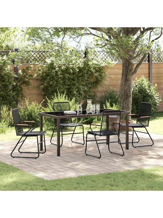 Dārza ēdamgalds 5 pcs melna pvc rattan