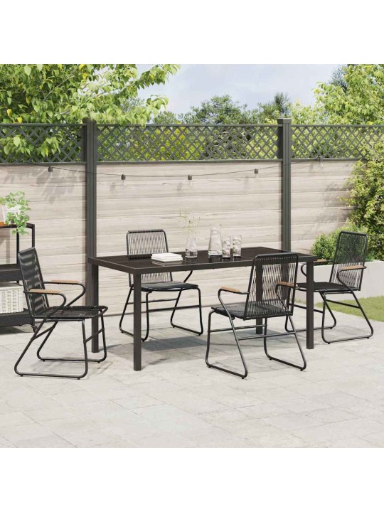 Dārza ēdamgalds 5 pcs melna pvc rattan
