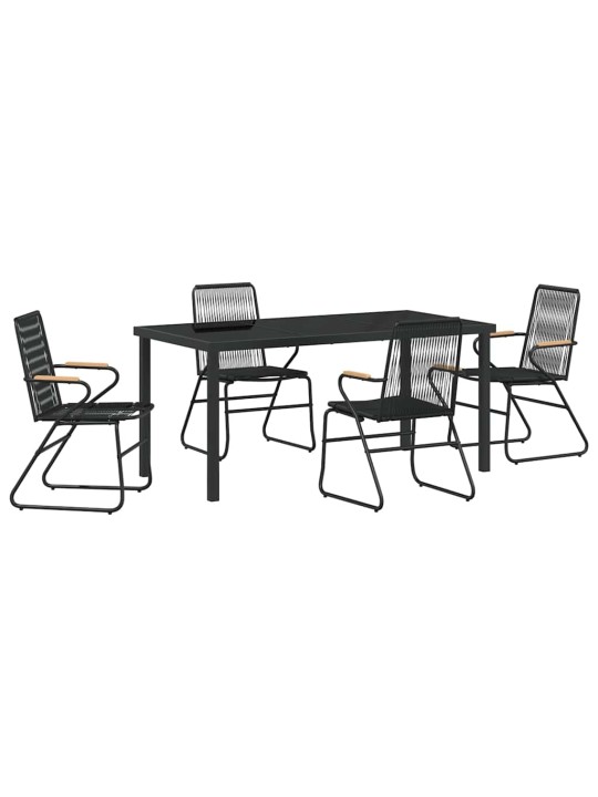 Dārza ēdamgalds 5 pcs melna pvc rattan