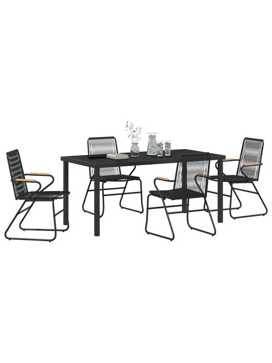Dārza ēdamgalds 5 pcs melna pvc rattan