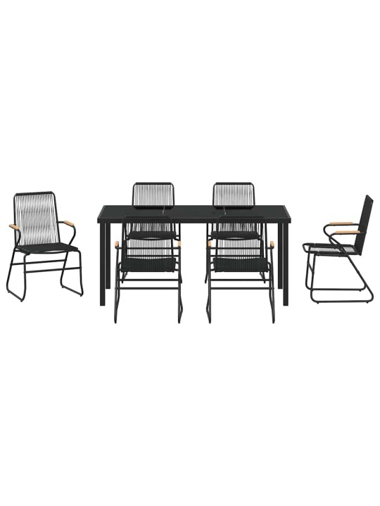Dārza ēdamgalds 7 pcs melna pvc rattan