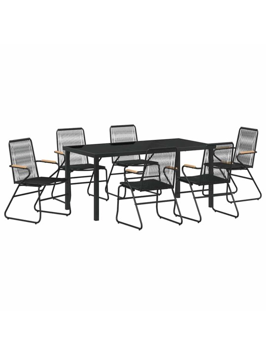 Dārza ēdamgalds 7 pcs melna pvc rattan