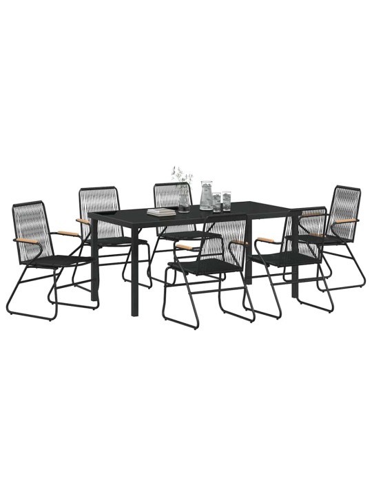 Dārza ēdamgalds 7 pcs melna pvc rattan