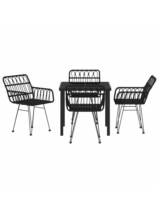 Dārza ēdamgalds 5 pcs melna poliūtu rotangpalma