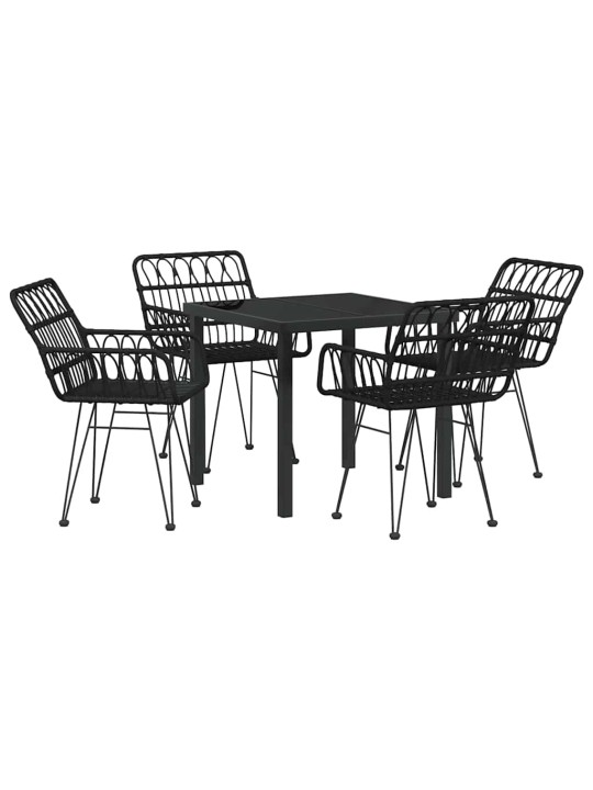 Dārza ēdamgalds 5 pcs melna poliūtu rotangpalma