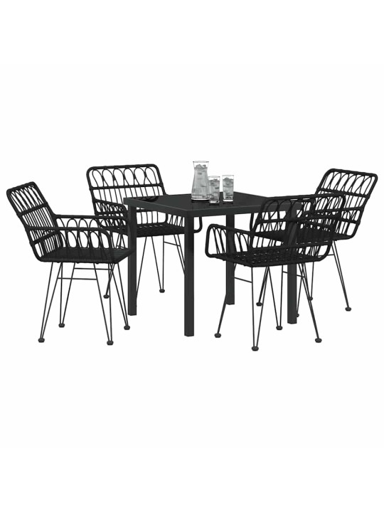 Dārza ēdamgalds 5 pcs melna poliūtu rotangpalma