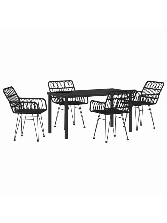 Dārza ēdamgalds 5 pcs melna poliūtu rotangpalma