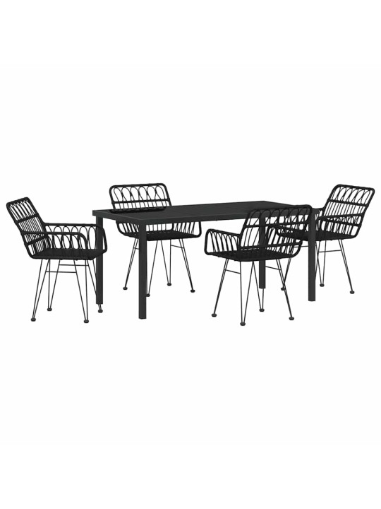 Dārza ēdamgalds 5 pcs melna poliūtu rotangpalma