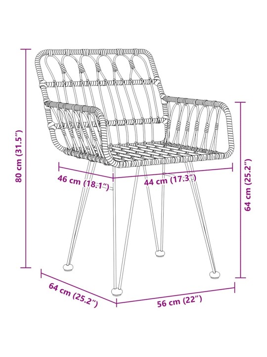 Dārza ēdamgalds 5 pcs melna poliūtu rotangpalma