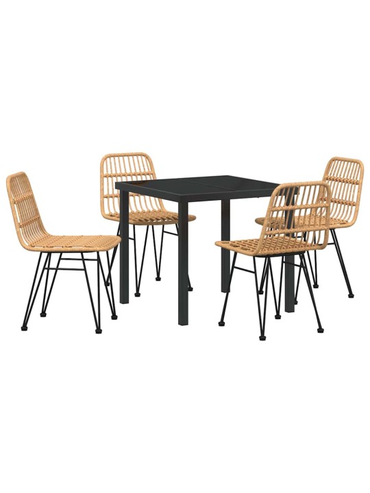 Dārza ēdamgalds 5 pcs brūna poliūtu rotangpalma