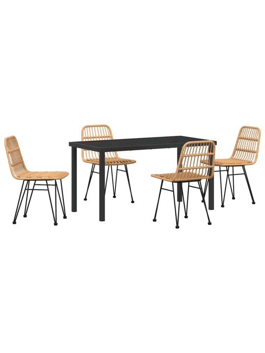 Dārza ēdamgalds 4 pcs brūna poliūtu rotangpalma