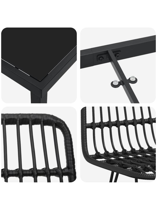 Dārza ēdamgalds 5 pcs melna poliūtu rotangpalma