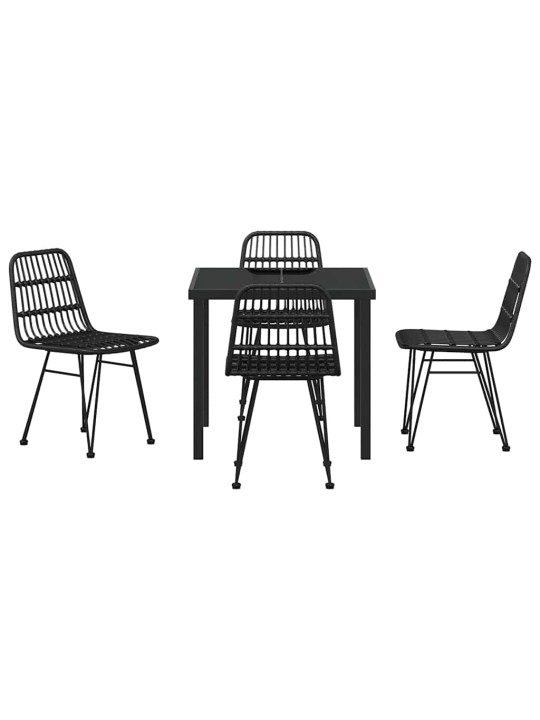 Dārza ēdamgalds 5 pcs melna poliūtu rotangpalma