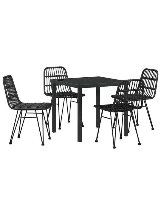 Dārza ēdamgalds 5 pcs melna poliūtu rotangpalma