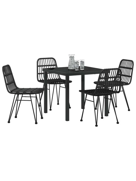 Dārza ēdamgalds 5 pcs melna poliūtu rotangpalma