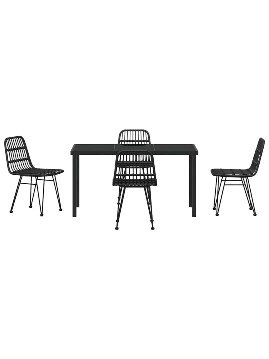 Dārza ēdamgalds 5 pcs melna poliūtu rotangpalma