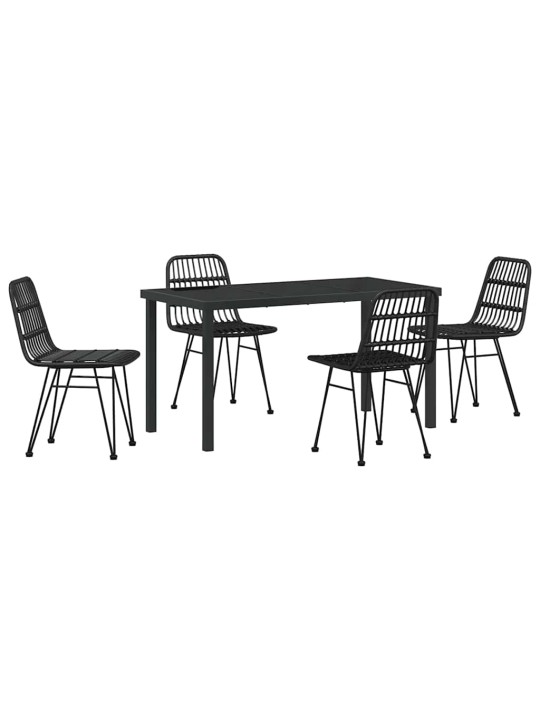 Dārza ēdamgalds 5 pcs melna poliūtu rotangpalma