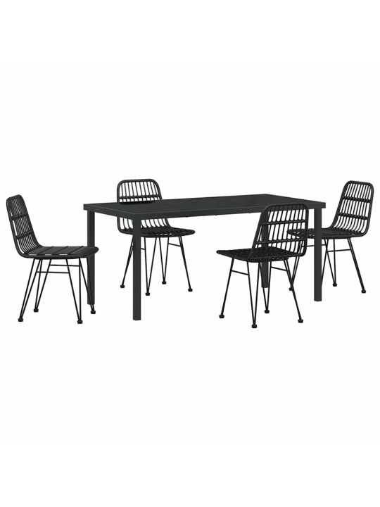 Dārza ēdamgalds 5 pcs melna poliūtu rotangpalma