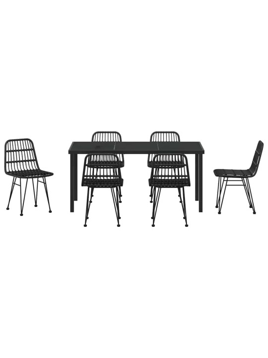 Dārza ēdamgalds 7 pcs melna poliūtu rotangpalma