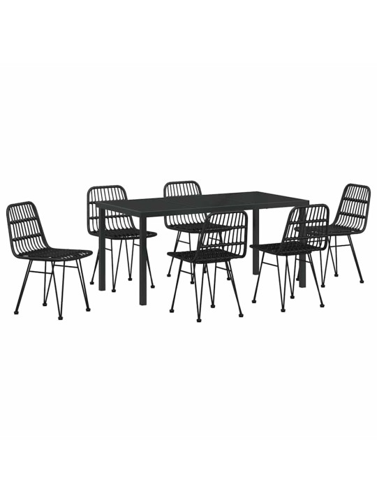 Dārza ēdamgalds 7 pcs melna poliūtu rotangpalma