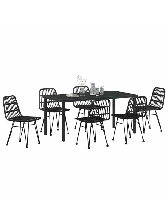 Dārza ēdamgalds 7 pcs melna poliūtu rotangpalma