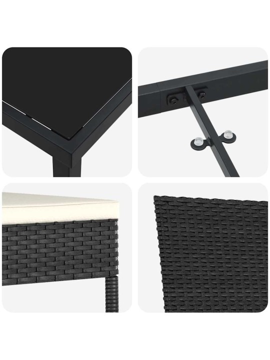 Dārza ēdamgalds 3 pcs melna poliūtu rotangpalma
