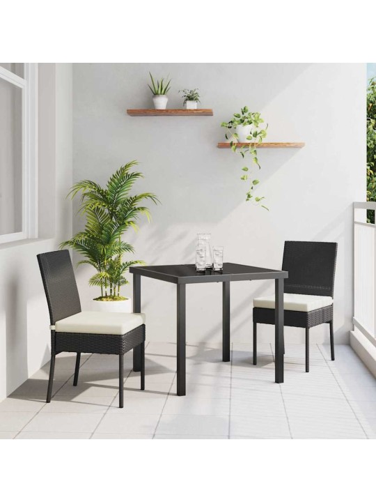 Dārza ēdamgalds 3 pcs melna poliūtu rotangpalma