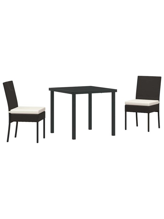 Dārza ēdamgalds 3 pcs melna poliūtu rotangpalma