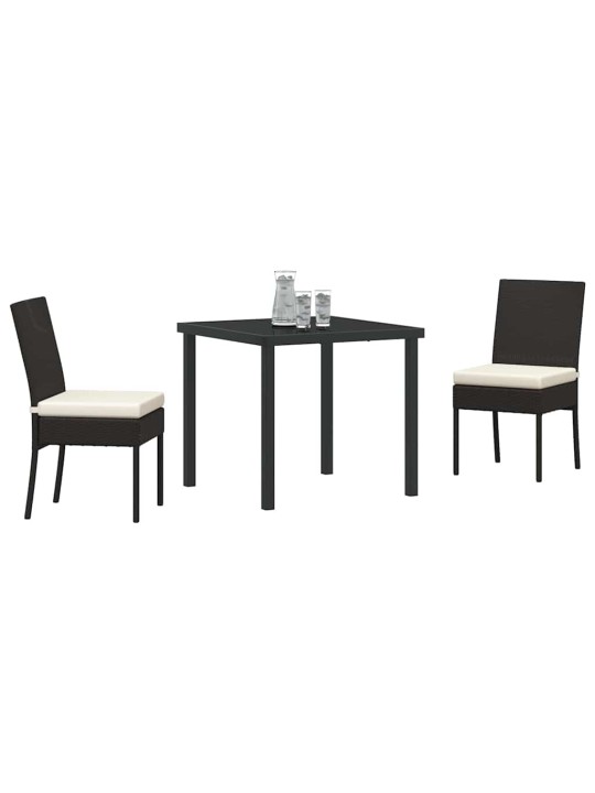 Dārza ēdamgalds 3 pcs melna poliūtu rotangpalma